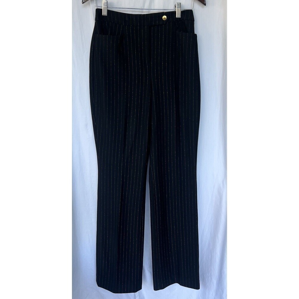 Donna Karan Pinstripe Wide Leg Pants Black Women’s Size 2 Career Work Office